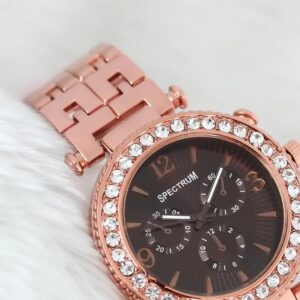 Women’s Gemmed Case Copper Metal Watch