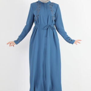 Women’s Oversize Embroidered Blue Abaya