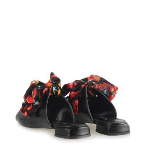 Women’s Patterned Lace-up Black Slippers